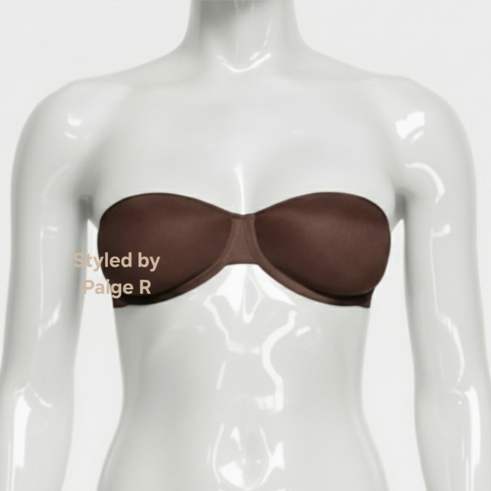 💕NWT SKIMS Weightless Lightly Lined  Strapless Underwire Bra Brown Cocoa 32DDDD - Picture 8 of 13